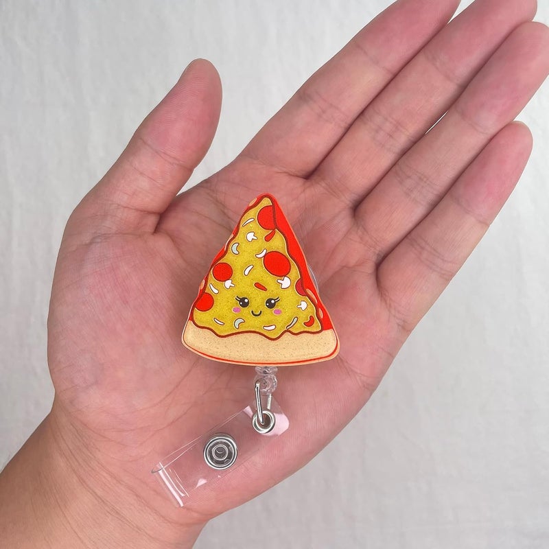 LEBEIGHT Cute Pizza Badge Reel Retractable, Funny Food Badge Reel for Nurse Nursing Student RN CNA LPN CMA Medical Worker & Teacher, Personalized Nurse Gifts, Pizza Lovers ID Badge Holder with Alligator Clip - Image 3